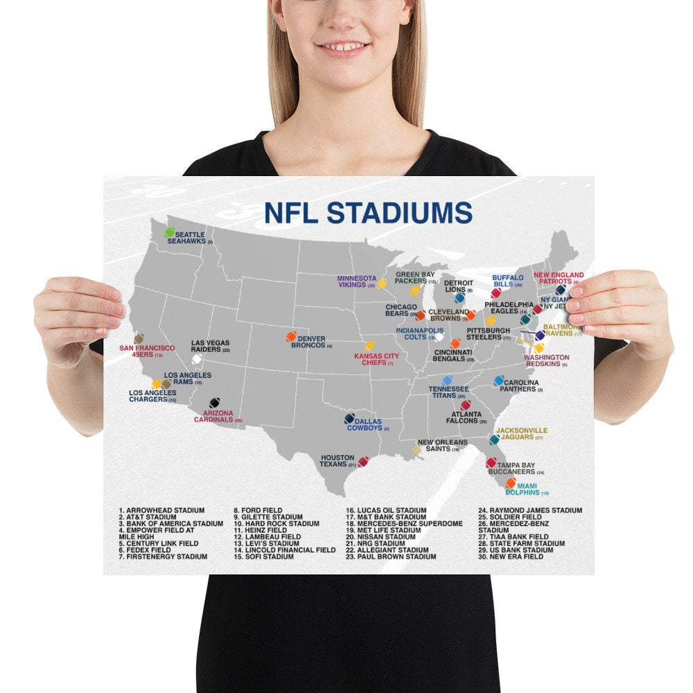 NFL Map Poster  Map poster, Nfl, Nfl shop