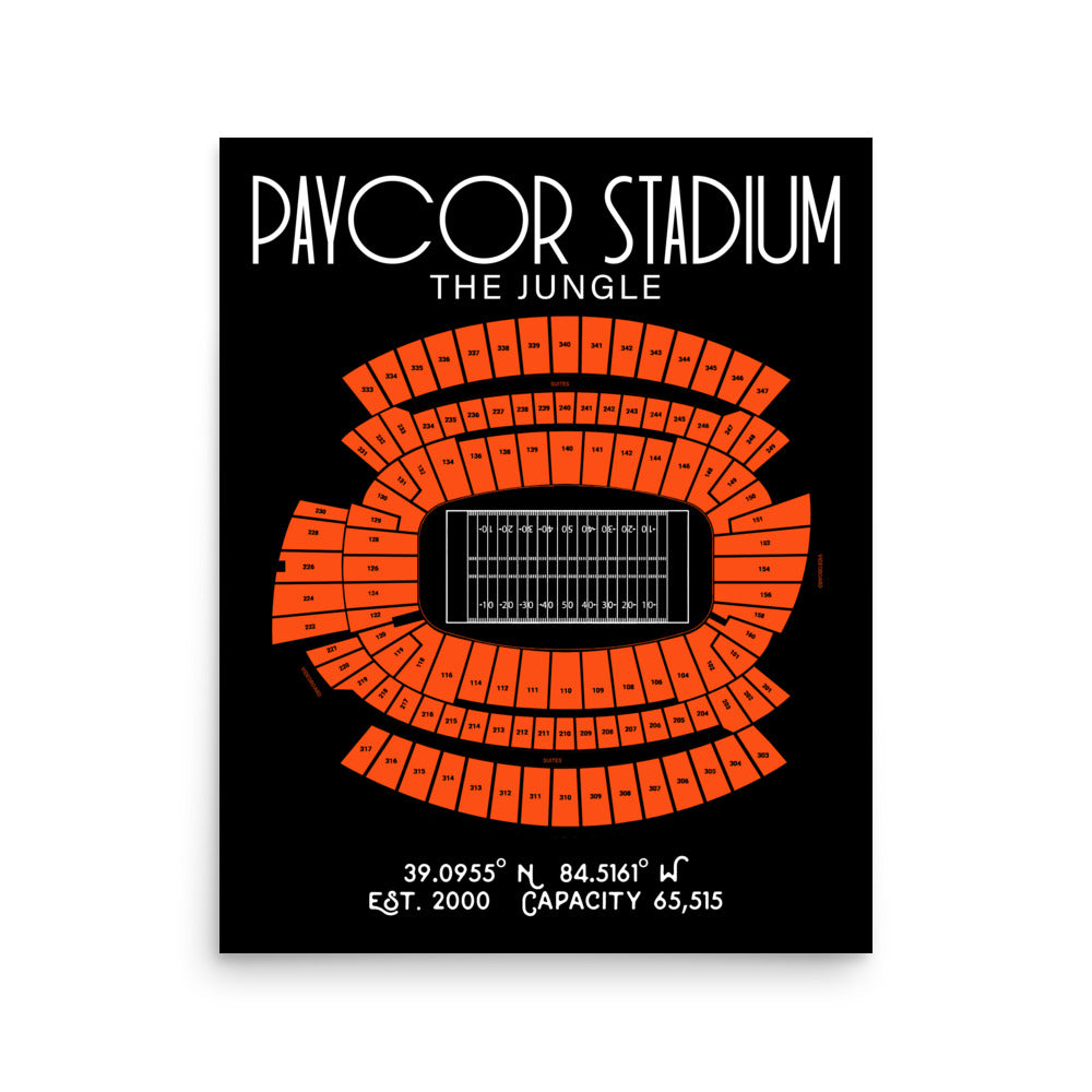 Cincinnati Bengals Paul Brown Stadium The Jungle Poster Print