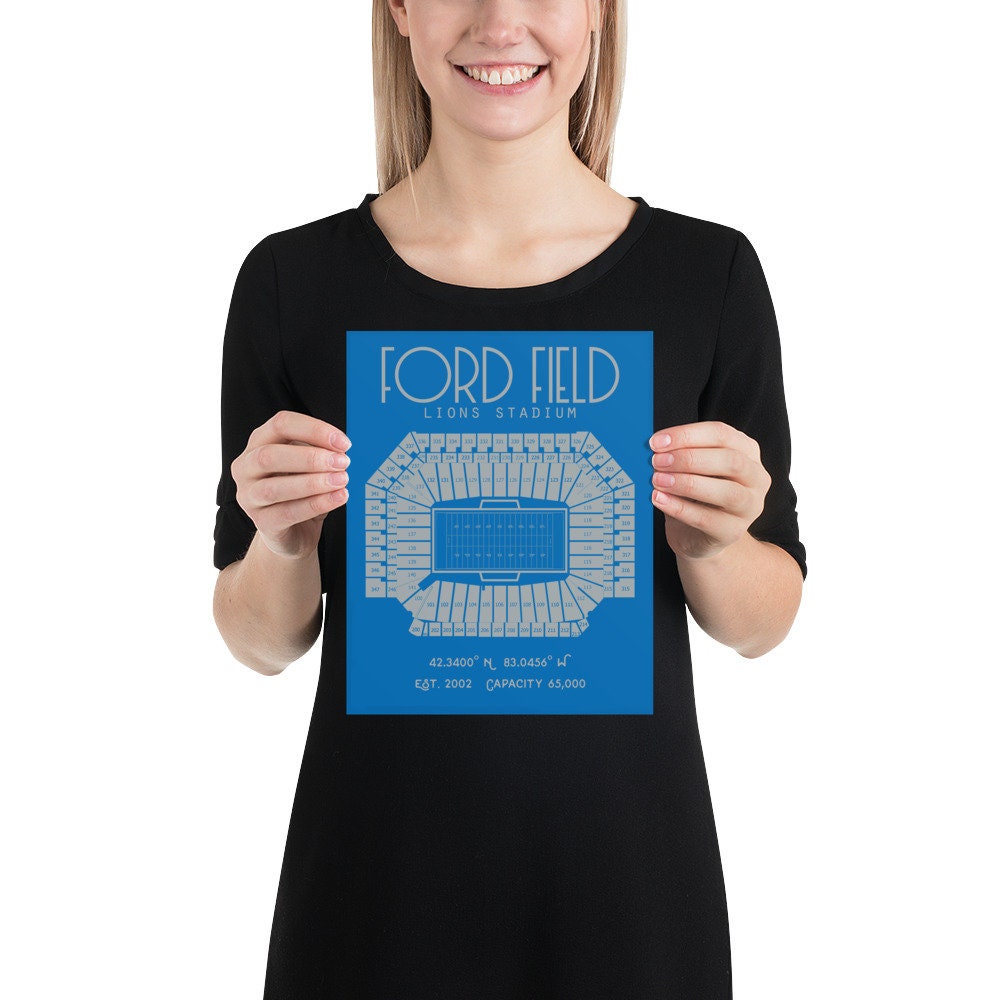 Ford Field Detroit Lions Digital Printable Poster NFL 