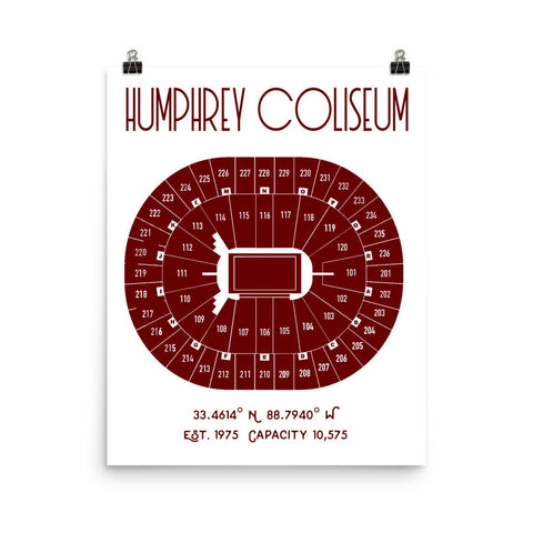 Mississippi State Basketball Humphrey Coliseum Stadium Poster Print - Stadium Prints