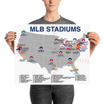 MLB Stadiums Map Poster Print - Stadium Prints