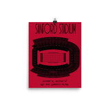 University of Georgia Sanford Stadium Seating Chart Poster - Stadium Prints