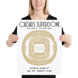 New Orleans Saints Caesars Superdome Stadium Poster Print - Stadium Prints