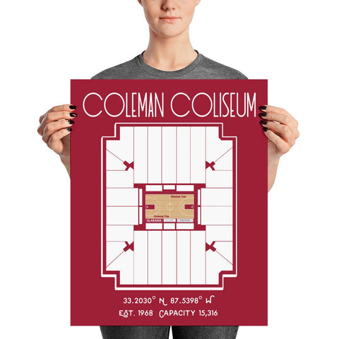 Alabama Basketball Coleman Coliseum Stadium Poster print - Stadium Prints