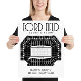 Detroit Lions Ford Field Stadium Poster Print - Stadium Prints