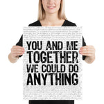 You and Me Together We Could Do Anything | Dave Matthews Band | Music Lyric Art Print - Stadium Prints