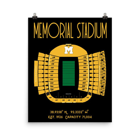 Missouri Football Memorial Stadium Poster Print Mizzou - Stadium Prints