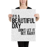 U2- Beautiful Day | It's A Beautiful Day Don't Let it Get Away | Music Lyric Art Print - Stadium Prints