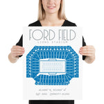 Detroit Lions Ford Field Stadium Poster Print - Stadium Prints