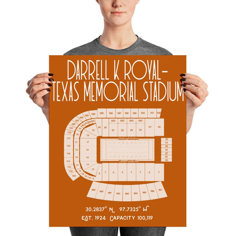 University of Texas Football Darrel K Royal Texas Memorial Stadium Poster - Stadium Prints