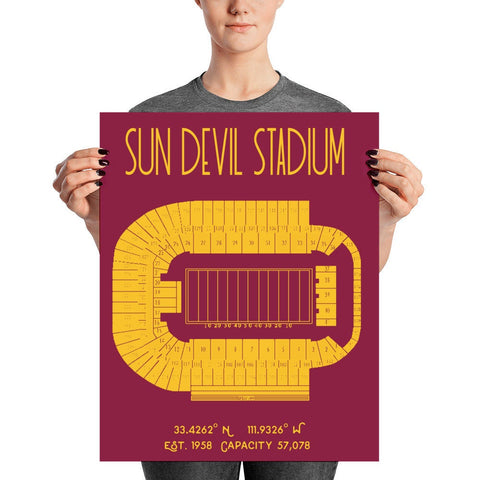 Arizona State Football Sun Devil Stadium Poster Print - Stadium Prints