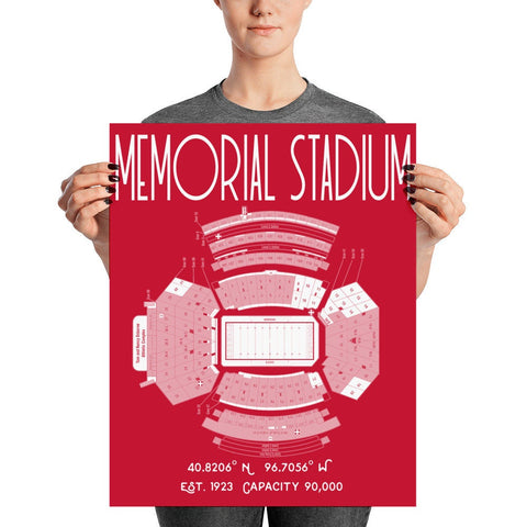 Nebraska Memorial Stadium Cornhuskers Football Poster - Stadium Prints