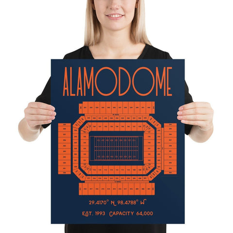 University of Texas San Antonio Football Alamodome Stadium Poster Print | UTSA - Stadium Prints
