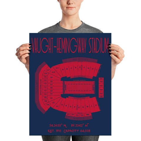 Ole Miss Football Vaught-Hemingway Stadium Poster Print - Stadium Prints