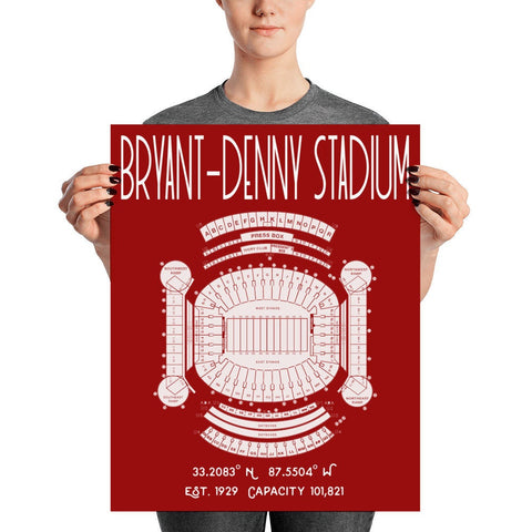 Alabama Roll Tide Bryant Denny Stadium Poster Print - Stadium Prints