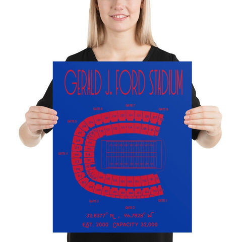 Southern Methodist University Gerald J Ford Stadium Poster Print | SMU Football - Stadium Prints