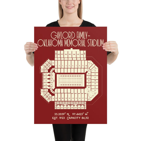 Oklahoma University Sooners Football Stadium Poster - Stadium Prints