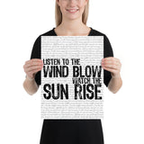 Listen to the Wind Blow / Watch the Sun Rise | Fleetwood Mac Lyric Art Print - Stadium Prints