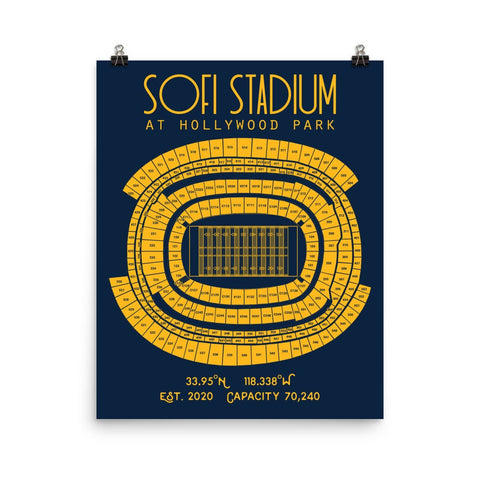 Los Angeles Chargers SoFi Stadium at Hollywood Park Poster Print - Stadium Prints