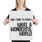 Louis Armstrong- And I Think to Myself What a Wonderful World | Music Lyric Art Print - Stadium Prints