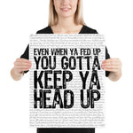 Keep Ya Head Up - Tupac | Music Lyric Art Print - Stadium Prints