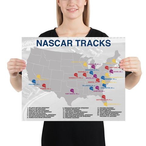 NASCAR Tracks Map Poster - Stadium Prints