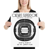 New Orleans Saints Caesars Superdome Stadium Poster Print - Stadium Prints