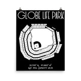 Texas Rangers Globe Life Park Stadium Poster Print - Stadium Prints