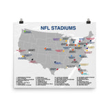 NFL Stadiums Map Poster - Stadium Prints