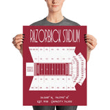 Arkansas Football Razorback Stadium College Football Poster - Stadium Prints