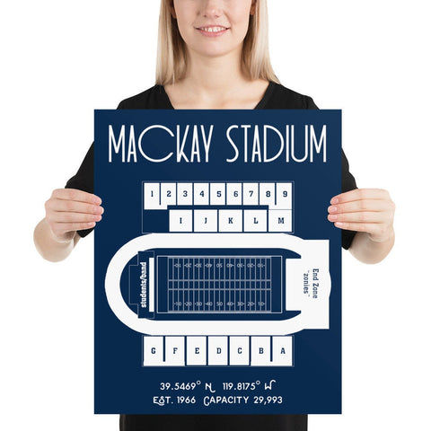 University of Nevada Reno Mackay Stadium Football Stadium Poster Print - Stadium Prints