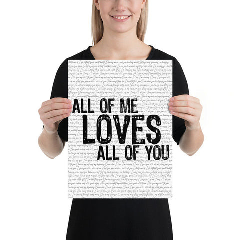 All of Me Loves All of You, John Legend Lyric Art Print - Stadium Prints
