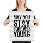 May You Stay Forever Young - Bob Dylan | Music Lyric Art Print - Stadium Prints