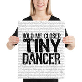 Elton John Tiny Dance | Music Lyric Art Print | Hold me Closer Tiny Dancer - Stadium Prints