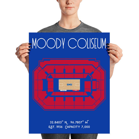 Southern Methodist University Moody Coliseum Stadium Poster Print | SMU Basketball - Stadium Prints